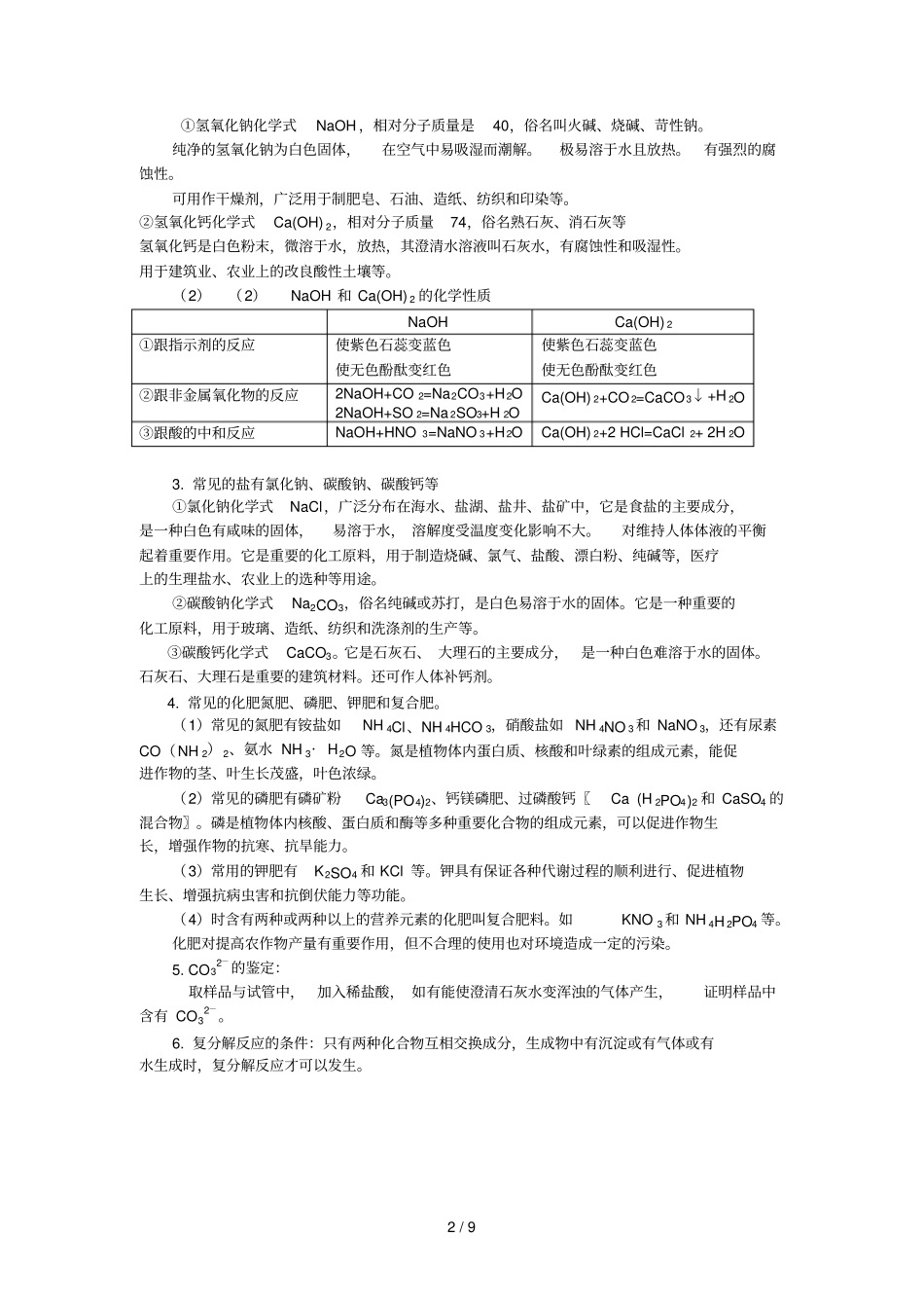 元素及化合物复习重要酸碱盐_第2页