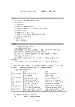 元素及化合物复习重要酸碱盐