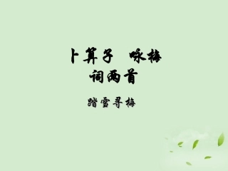 高中语文 卜算子(咏梅)教学课件 苏教版选修(唐诗宋词选读) 课件