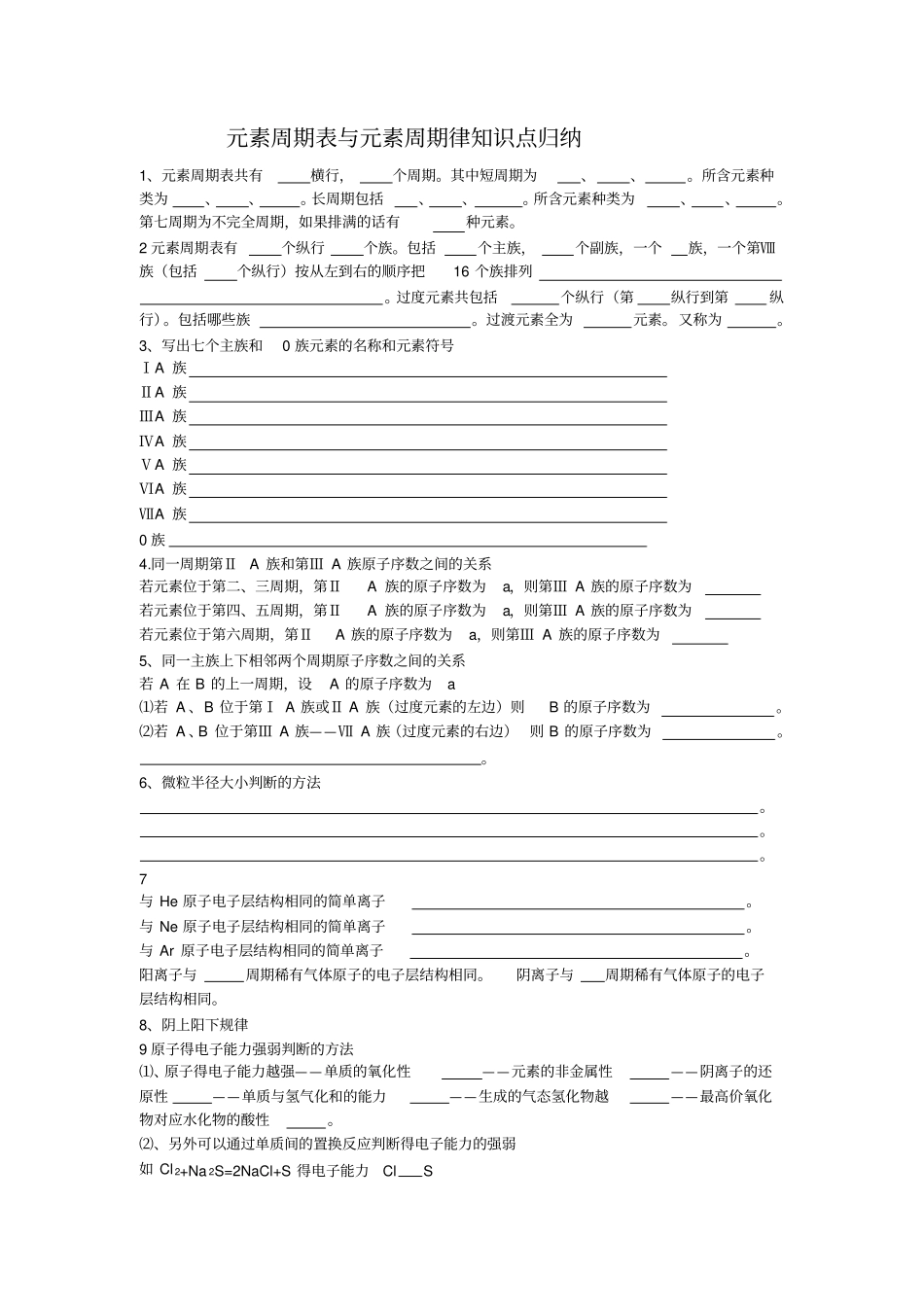 元素周期表与元素周期律知识点归纳_第1页