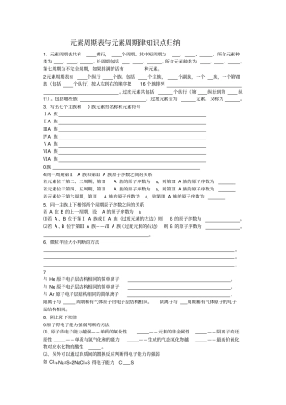 元素周期表与元素周期律知识点归纳