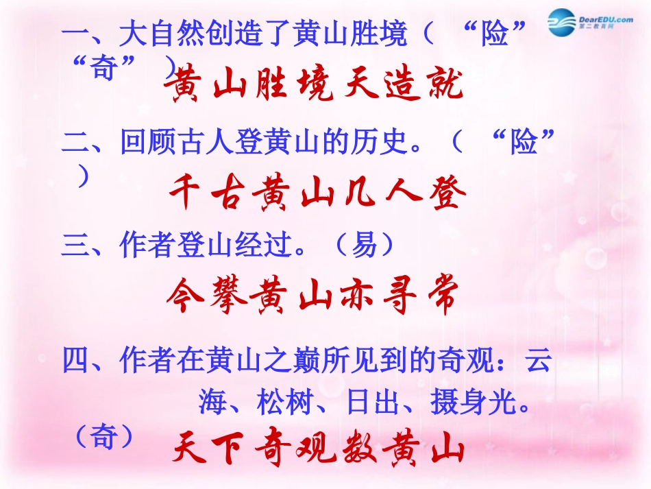 高中语文 第1课(黄山记)课件 粤教版必修3 课件_第3页