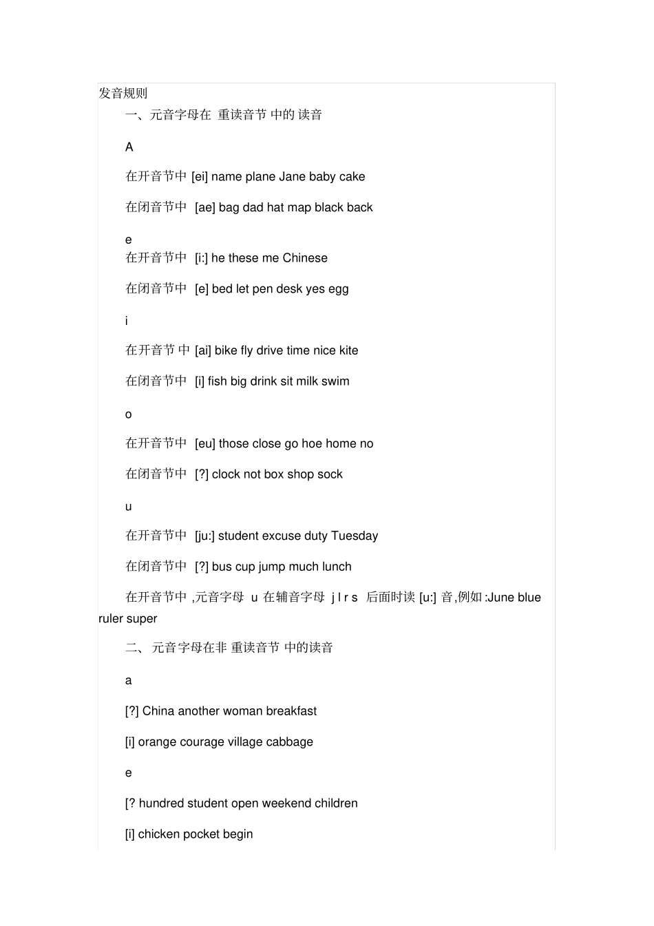 元音辅音及开音节和闭音节_第1页