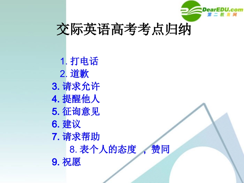 高考英语 情景交际突破与练习课件 新人教版 课件_第2页