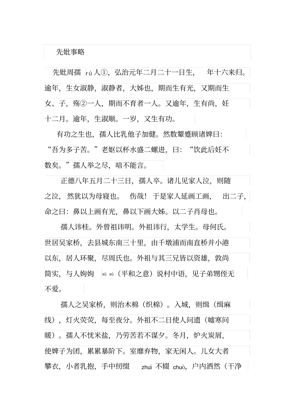 先妣事略寒花葬志汇总_第1页