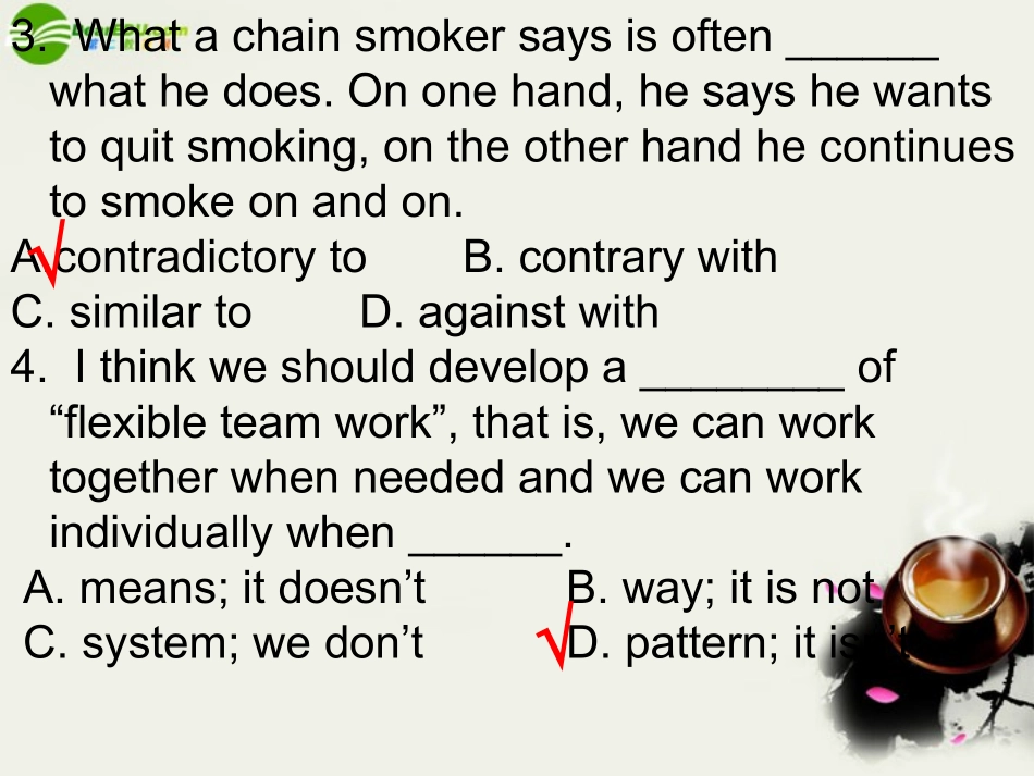 高中英语 unit 2单元反馈 新人教版选修6 课件_第2页