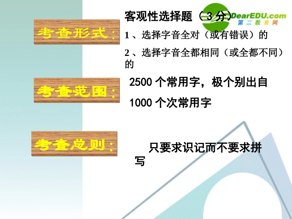 高考语文 考点讲座字音课件 人教版 课件_第3页