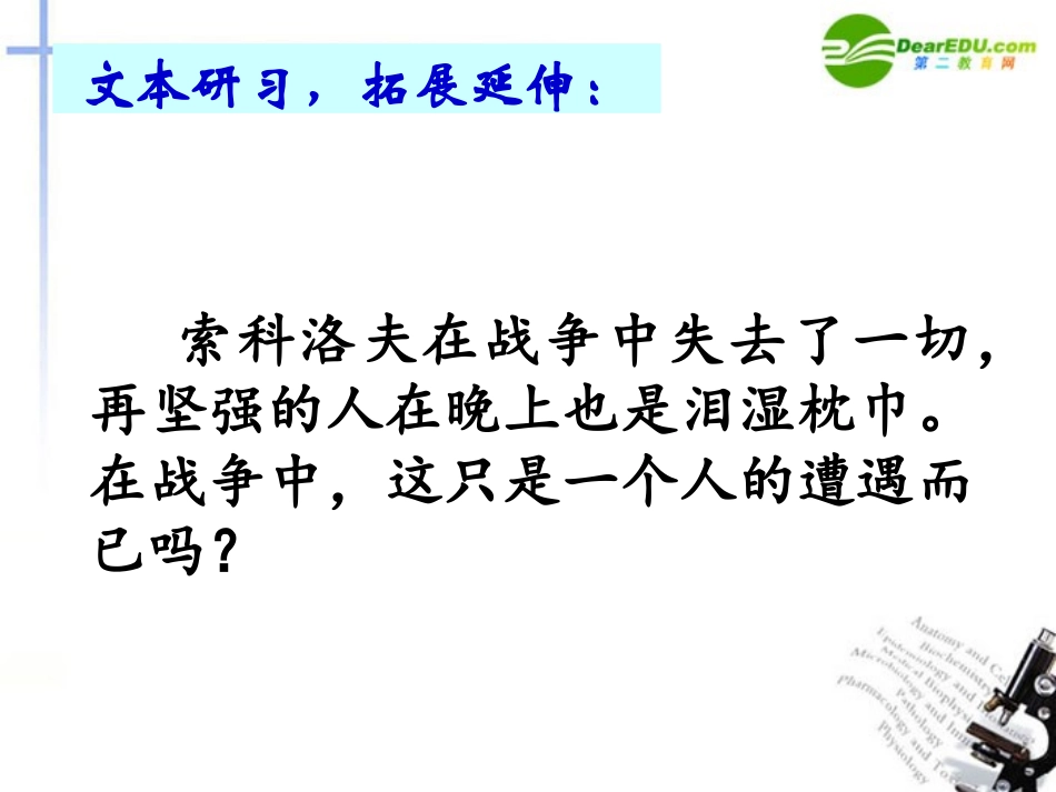 高中语文 第二专题(一个人的遭遇)课件 苏教版必修2 课件_第3页