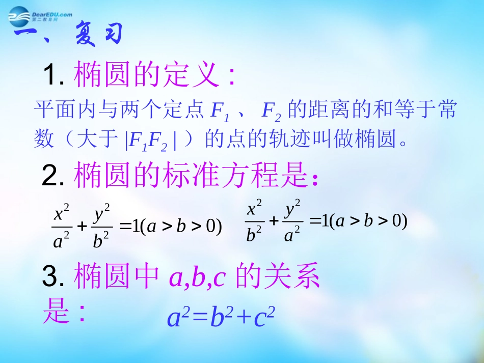 高中数学 2.2.2椭圆的简单几何性质课件 新人教A版选修2-1  课件_第2页