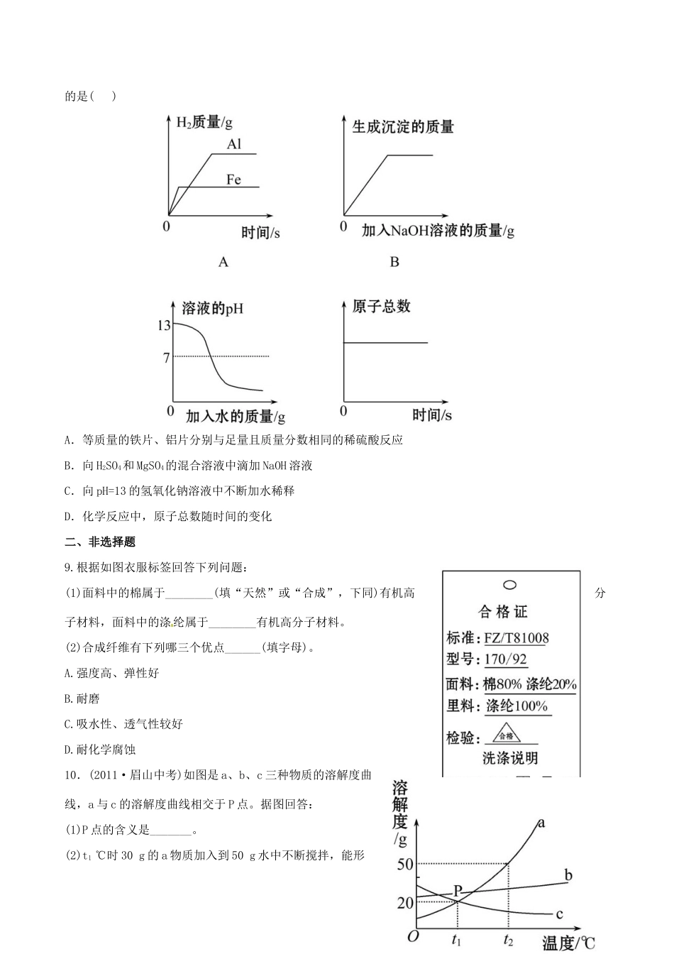 版中考化学 专项一图、表、线类试题精练精析(含中考示例) 新人教版 课件_第3页