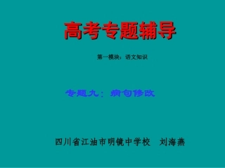 高考语文二轮专题复习课件九(下)：病句修改练习(原创) 高考语文二轮专题复习课件--8个专题16个课件  人教版 高考语文二轮专题复习课件--8个专题16个课件  人教版
