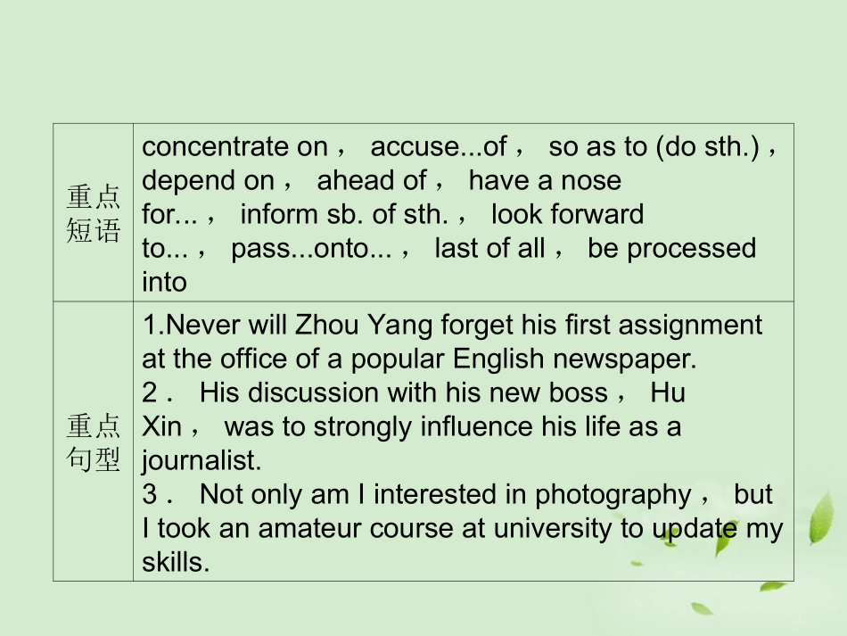 高考英语 Unit4知识与要点课件 新人教版必修5 课件_第3页