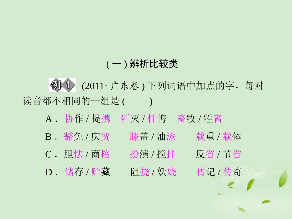 高考语文二轮复习 专题16 识记现代汉语普通话常用字的字音同步课件_第2页