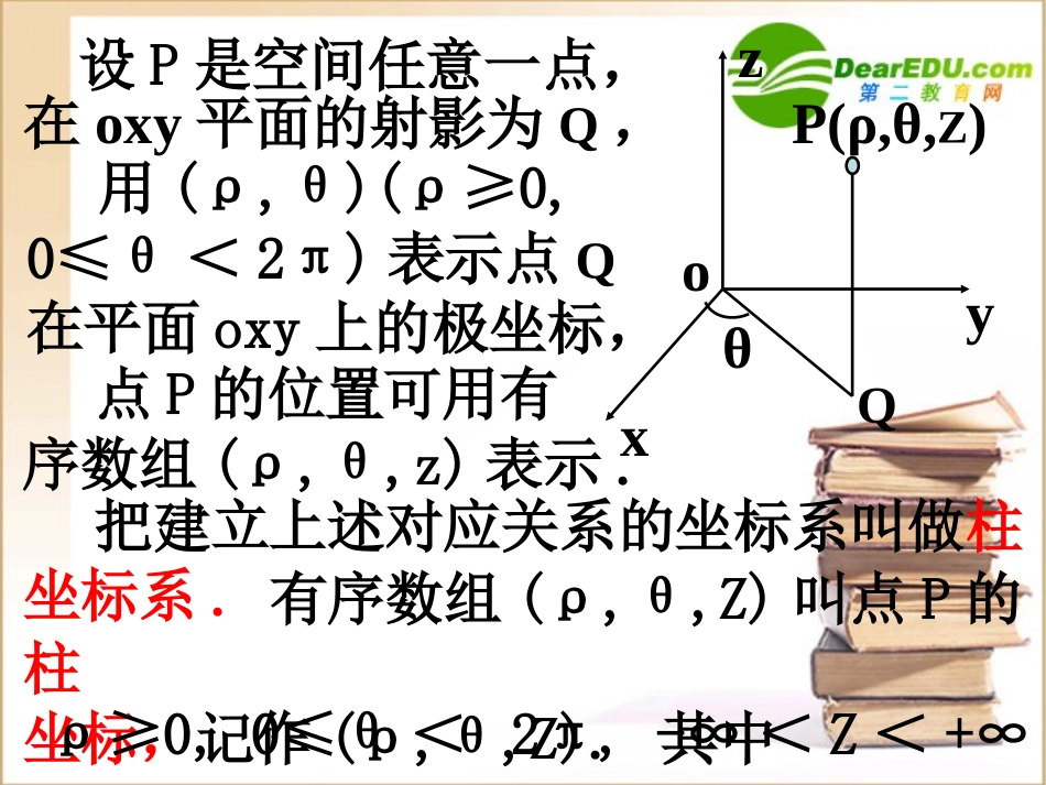 高中数学柱坐标系与球坐标系的建立及点的坐标的表示北师大版选修4-1 课件_第3页