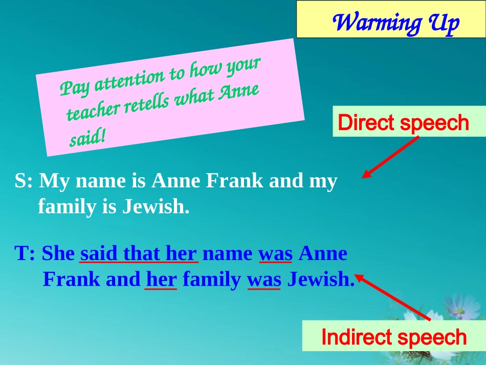 高中英语 Unit1 Direct speech & Indirect speech课件 必修1 课件_第3页