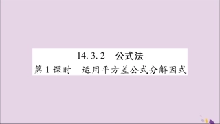 秋八年级数学上册 第十四章 整式的乘法与因式分解 14.3 因式分解 14.3.2 公式法 第1课时 运用平方差公式分解因式习题课件 (新版)新人教版 课件