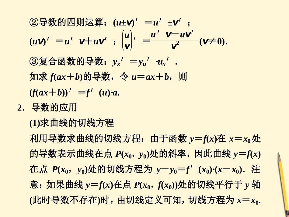 高考数学第二轮复习 专题十一第7讲 导数课件_第2页