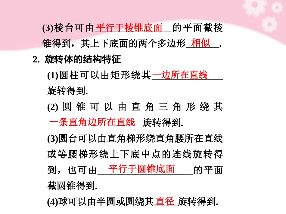高三数学大一轮复习 8.1空间几何体的结构及其三视图和直观图课件_第2页