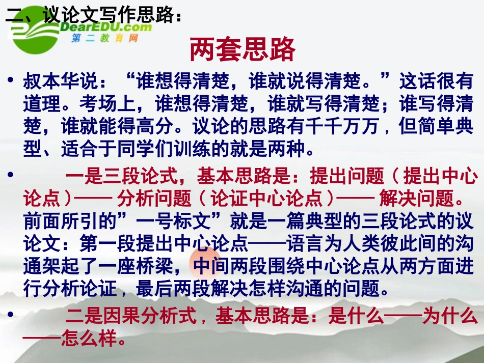 高中语文 议论文写作指导及分论点的确立写作指导课件 新人教版 课件_第3页