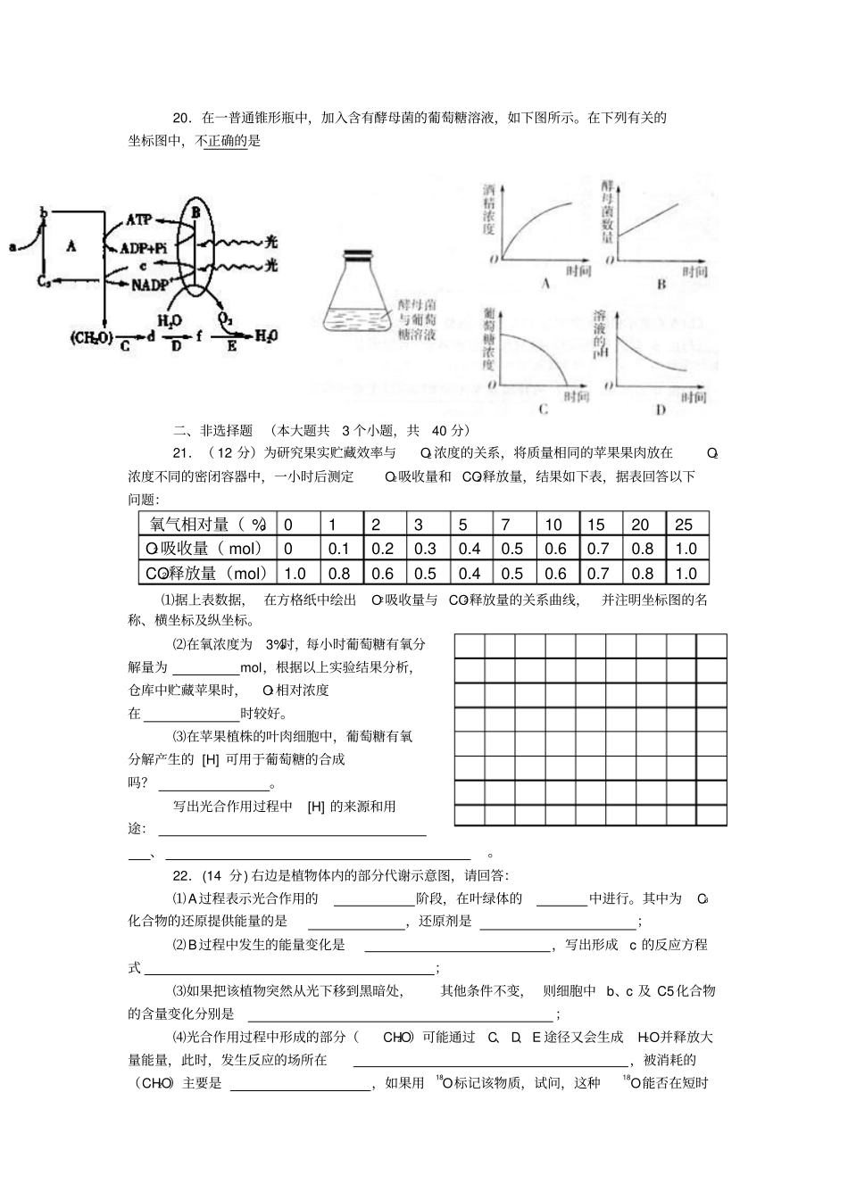 光合作用与呼吸作用训练题汇总_第3页