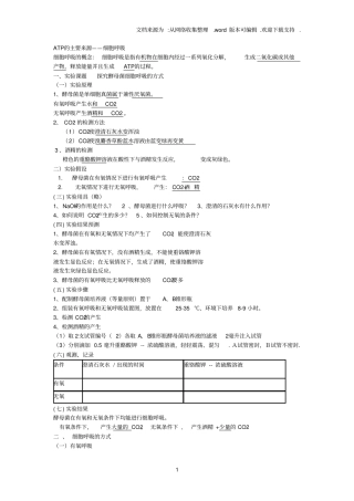 光合作用和呼吸作用知识点总结1
