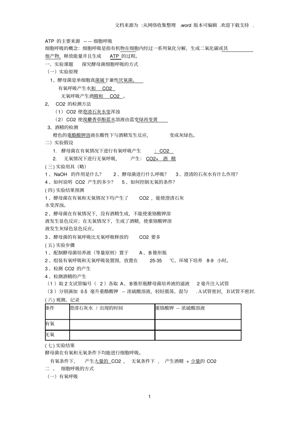 光合作用和呼吸作用知识点总结_第1页