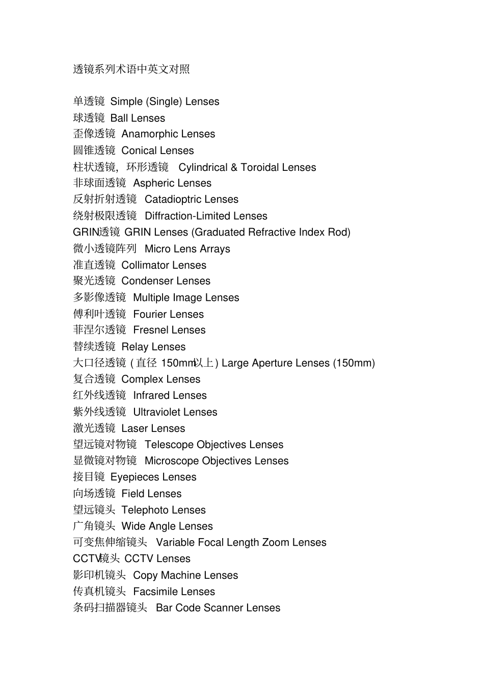 光学术语中英文对照_第1页