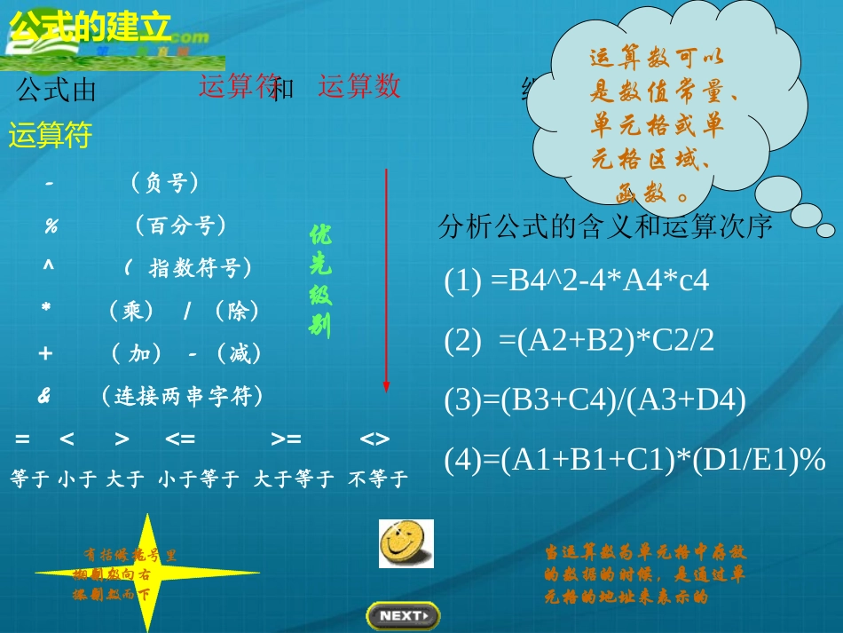 高中信息技术 Excel-4公式课件 旧人教版 课件_第1页
