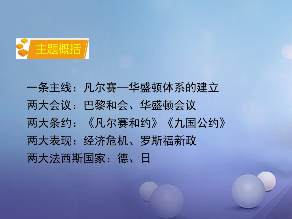 湖南省中考历史 教材知识梳理 模块六 世界现代史 第二单元 凡尔赛—华盛顿体系下的东西方世界课件 岳麓版 课件_第3页