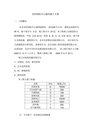 光彩中心通风施工方案