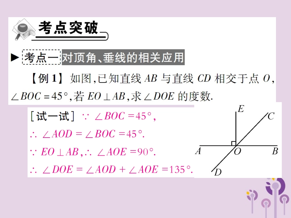 秋七年级数学上册 第5章(相交线与平行线)章末考点复习与小结课件 (新版)华东师大版 课件_第2页