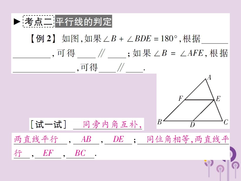 秋七年级数学上册 第5章(相交线与平行线)章末考点复习与小结课件 (新版)华东师大版 课件_第3页