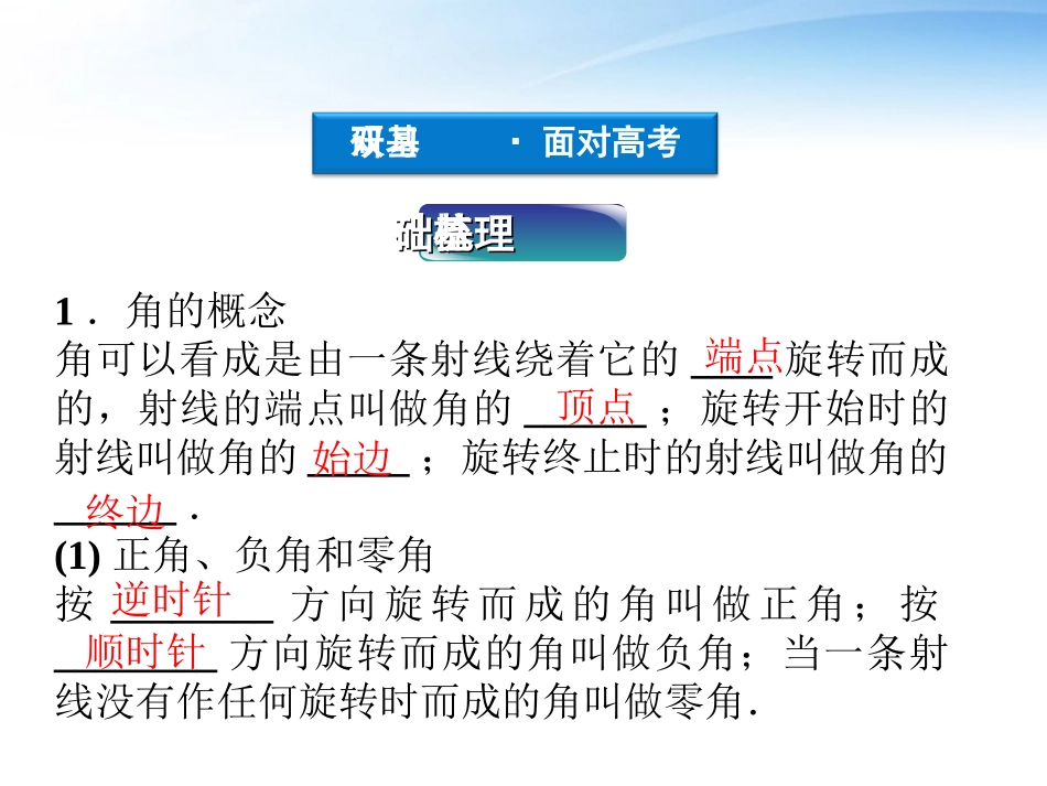 高考数学一轮复习 第3章第一节 三角函数的基本概念课件 文 苏教版 课件_第3页