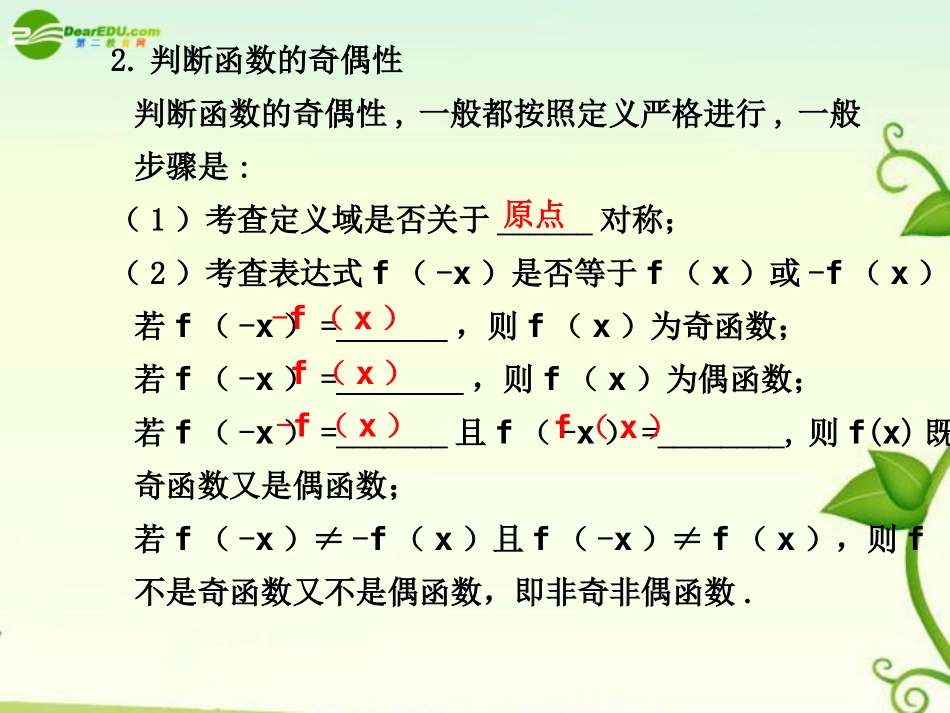 高考数学 2.3  函数的奇偶性总复习课件_第2页