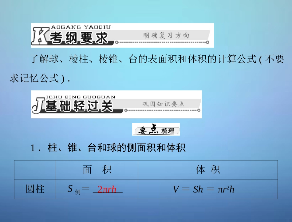 高考数学总复习 第八章 第2讲 空间几何体的表面积和体积课件 理 课件_第2页