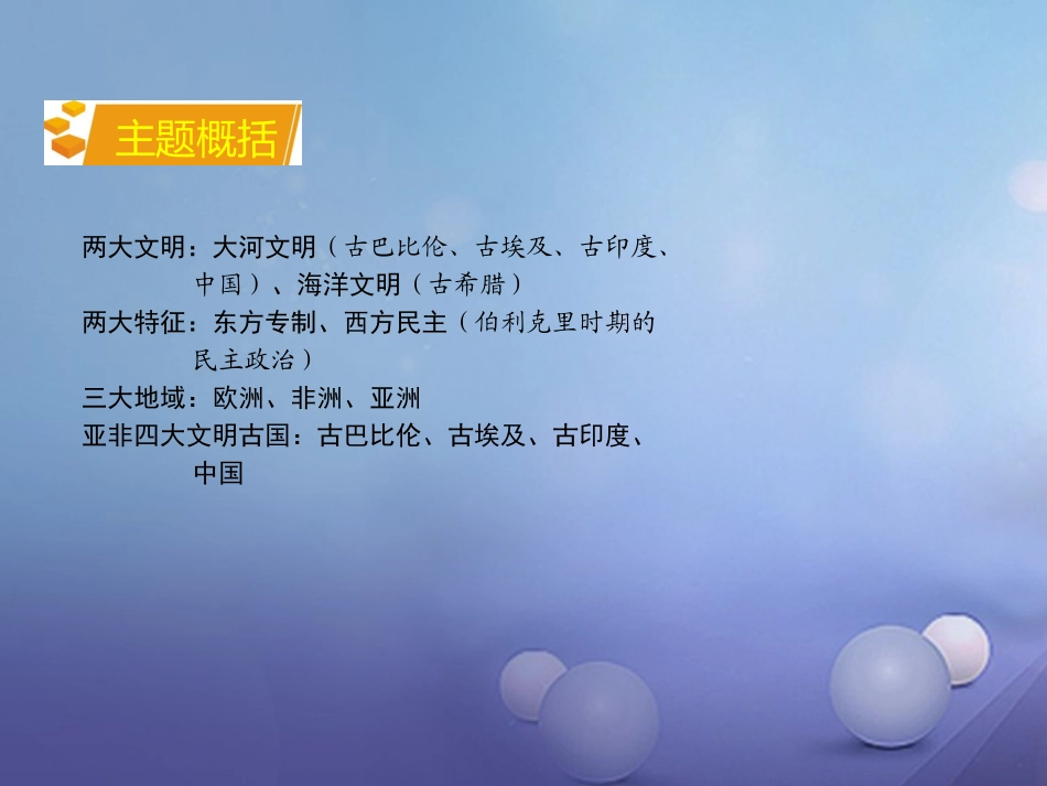 湖南省中考历史 教材知识梳理 模块四 世界古代史 第一单元 史前时期的人类与上古人类文明课件 岳麓版 课件_第3页