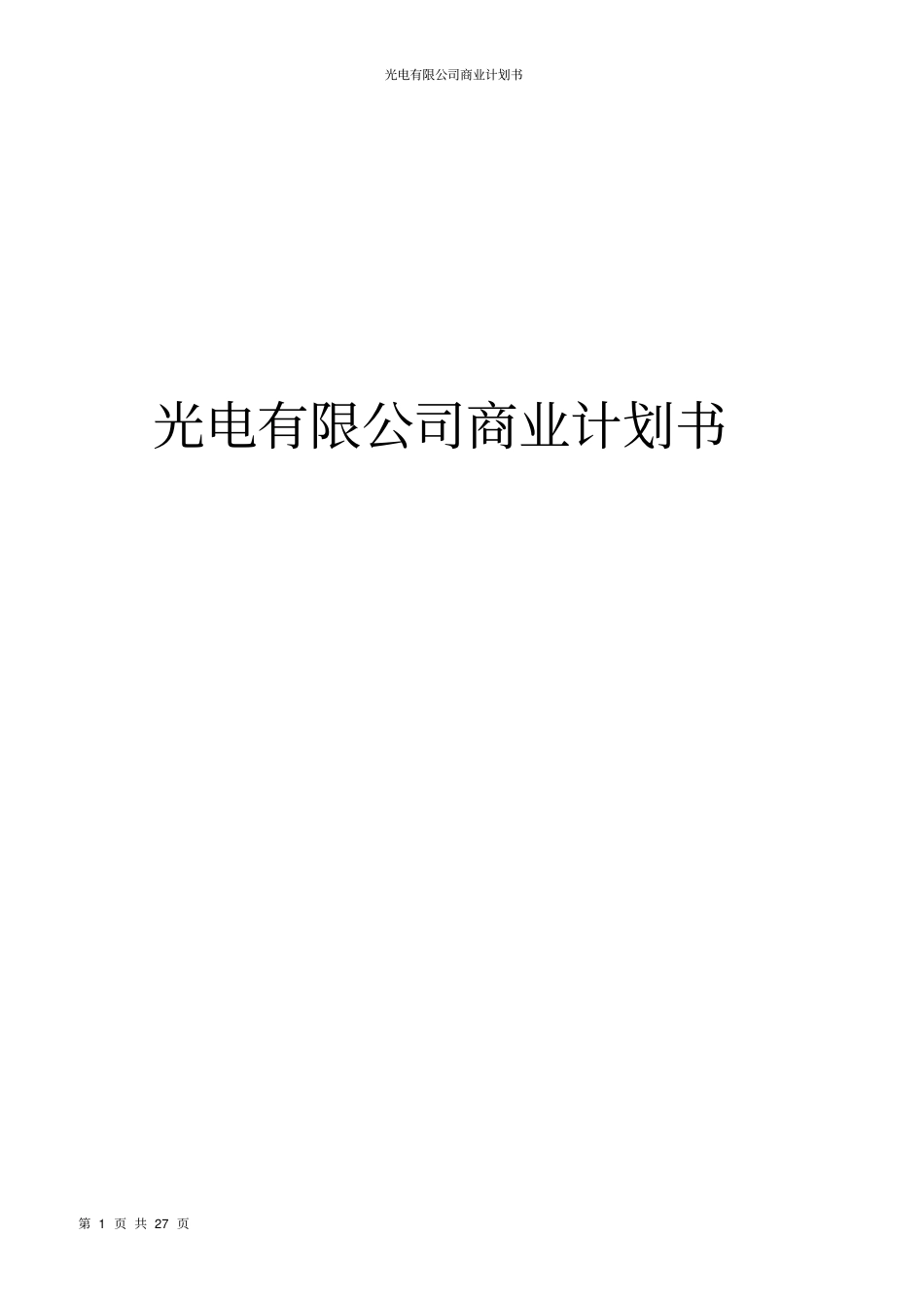 光电有限公司商业计划书_第1页