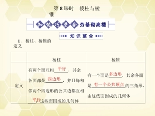 高考数学总复习 9.8棱柱与棱锥课件 文 大纲人教版 课件