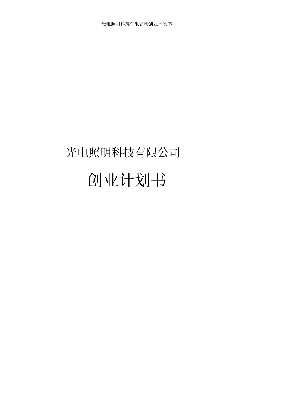 光电照明科技有限公司创业计划书_第1页