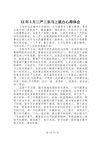 XX年5月三严三实马上就办心得体会