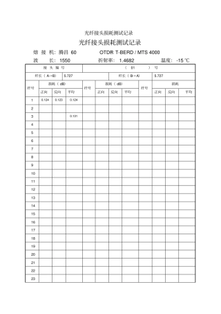 光纤接头损耗测试记录