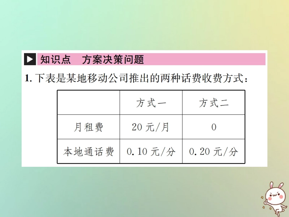 秋七年级数学上册 第3章 一元一次方程 3.4 实际问题与一元一次方程 第9课时 方案决策问题习题课件 (新版)新人教版 课件_第2页
