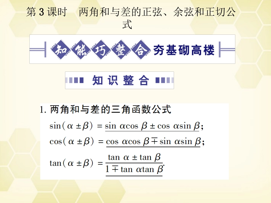 高考数学总复习 4.3两角和与差的正弦、余弦和正切公式课件 文 大纲人教版 课件_第1页