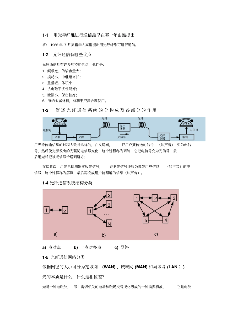 光纤通信简明教程课后思考题答案-原荣汇总_第1页