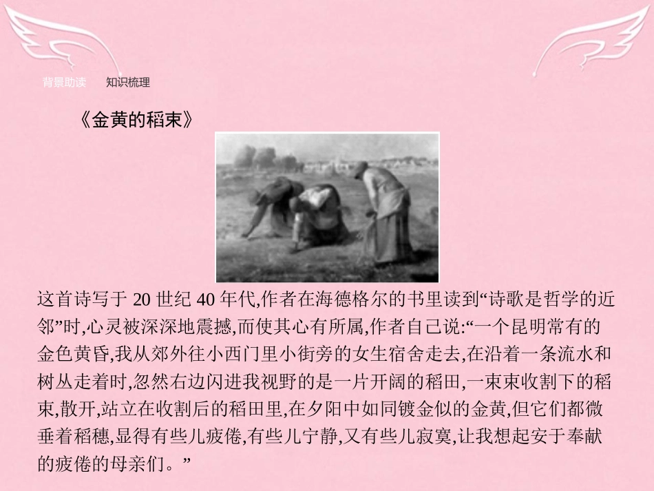 高中语文1421金黄的稻束地之子课件新人教选修中国诗歌散文欣赏 课件_第3页