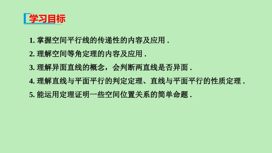 高中数学 第十一章 立体几何初步 1131 平行直线与异面直线 1132 直线与平面平行课件 新人教B版必修第四册 课件_第2页