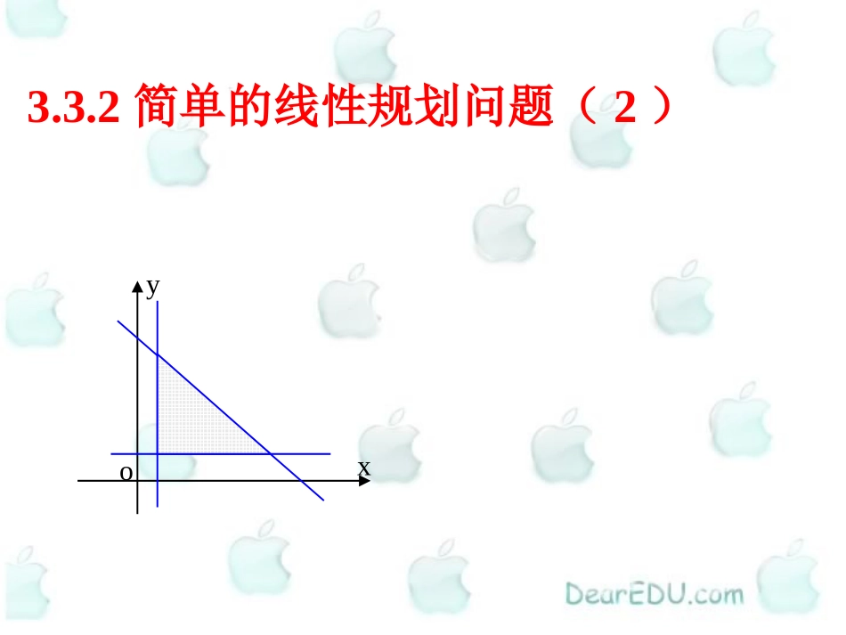 简单的线性规划问题2 高二数学线性规划ppt课件[整理二套] 高二数学线性规划ppt课件[整理二套]_第1页