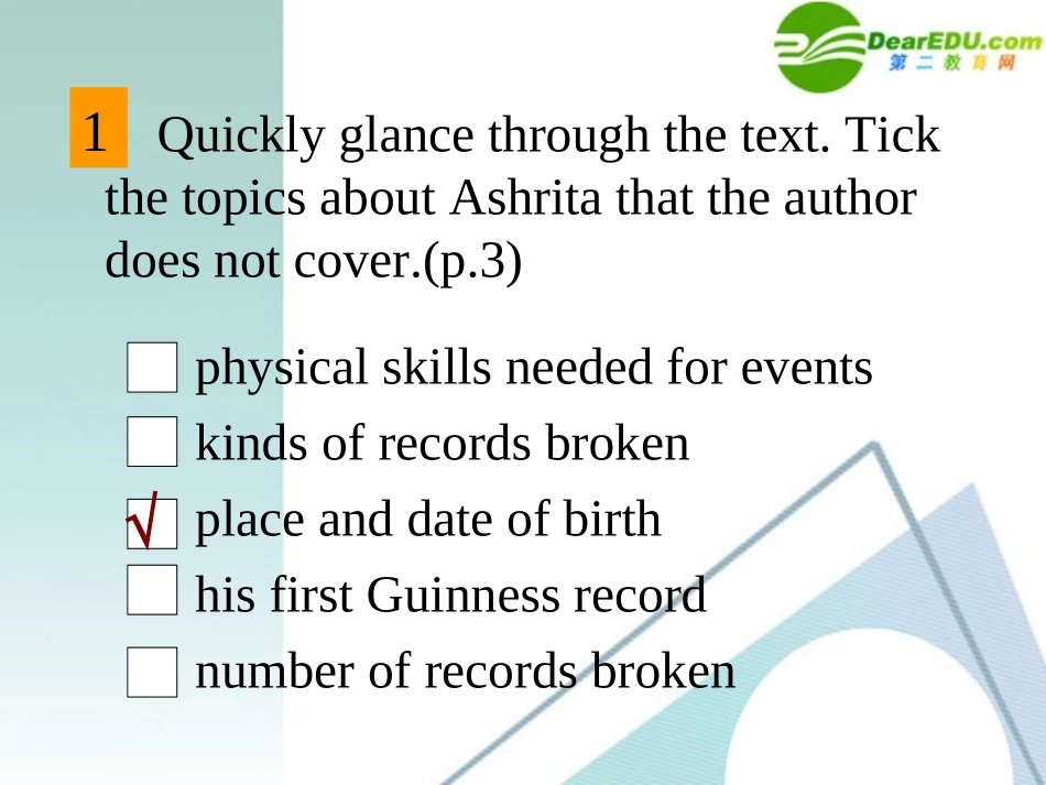 高中英语 11(Unit1 Key to exercises of the textbook)课件 新人教版选修9 课件_第3页