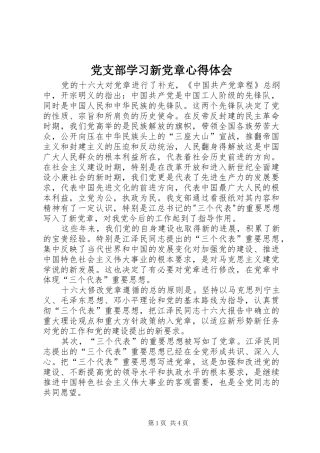 党支部学习新党章心得体会
