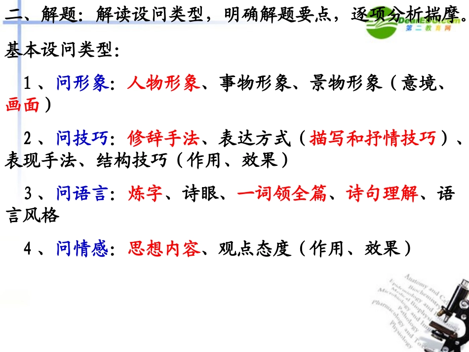 高考语文 唐宋诗词鉴赏答题技巧综述复习课件 新人教版 课件_第3页